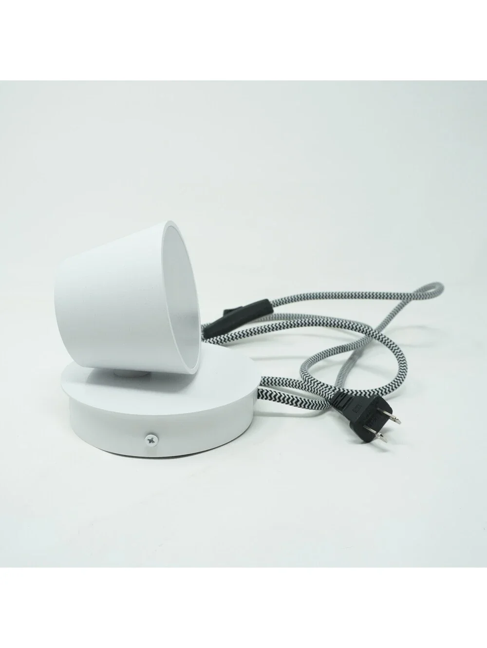 Modern White Table Lamp with Black and White Cord